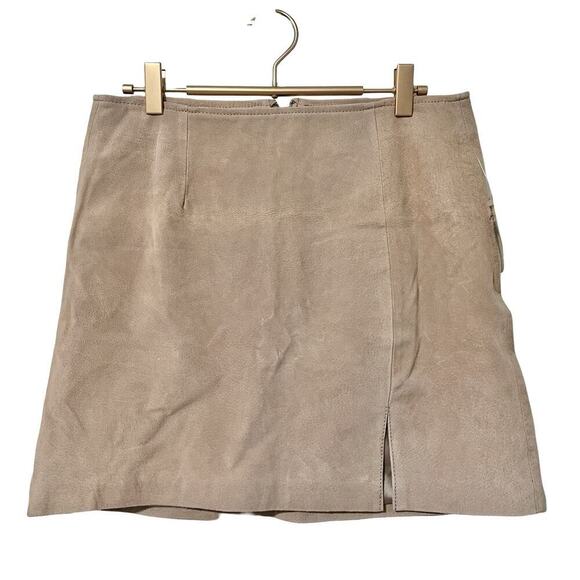 Blank NYC Suede Leather A Line Mini Skirt Size 28 Pale Pink Soft Girl Biker NEW - Picture 1 of 7